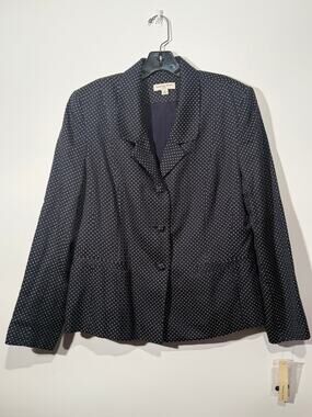 Amanda Smith Women's 16 Polka Dot Navy Blazer Suit Jacket NWT
